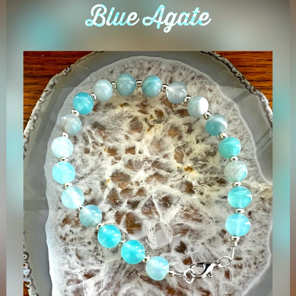 Blue Agate Bracelet and Earring Set